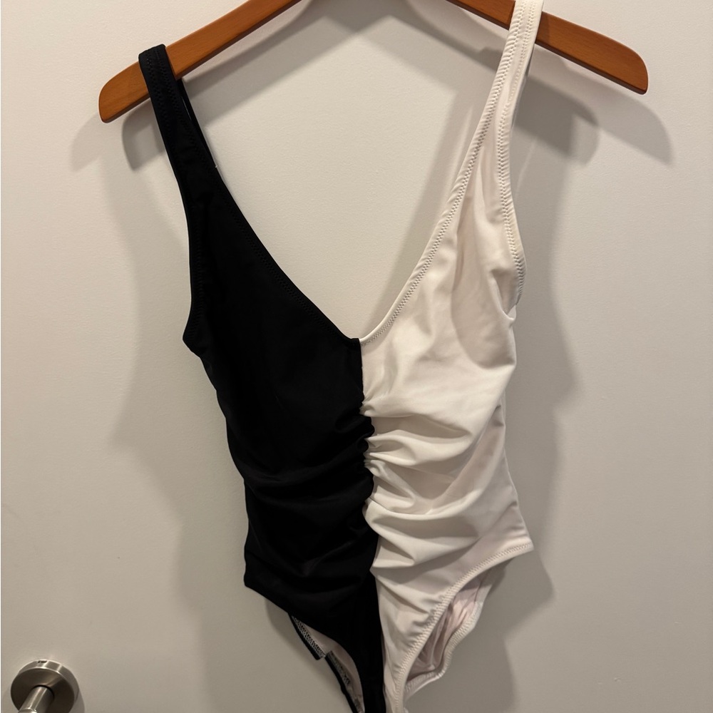 Solid and striped  swimsuit size small
